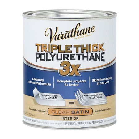 Varathane Varathane Transparent Satin Clear Water-Based Polyurethane/Acrylic Triple Thick Polyurethane 1 qt 284473